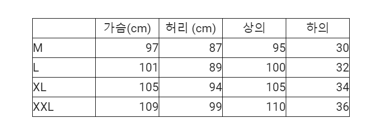 LS2 라이딩기어 사이즈표