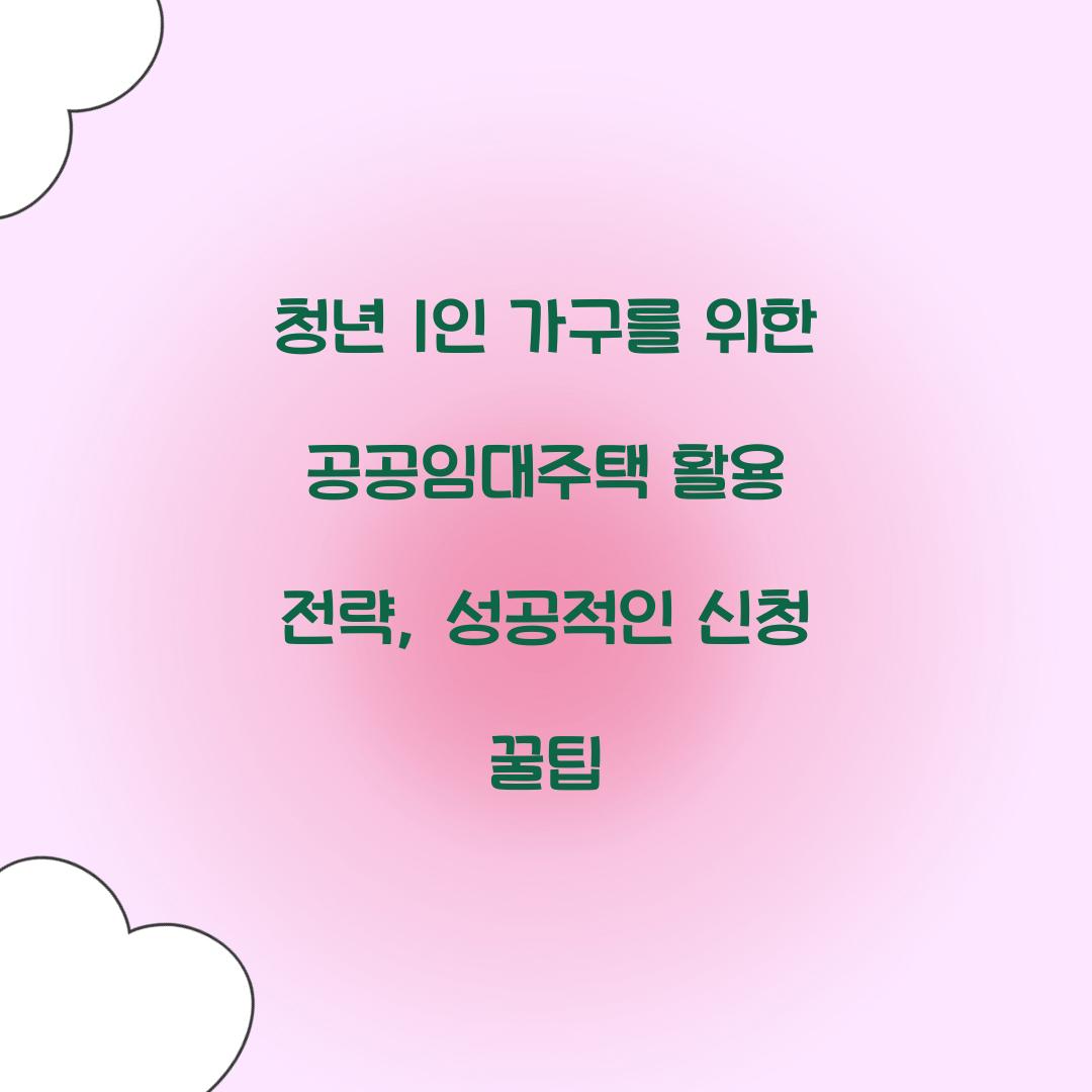 청년 1인 가구를 위한 공공임대주택 활용 전략