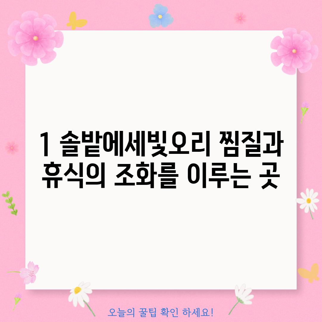 1. 솔밭에세빛오리: 찜질과 휴식의 조화를 이루는 곳