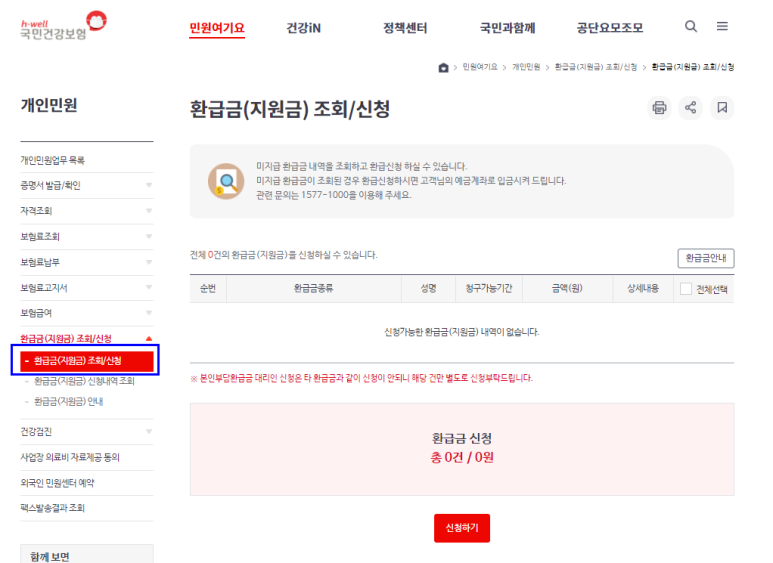 난 왜 없어? 국민건강보험환급금조회방법