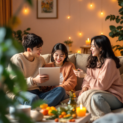 거실-쇼파에서-웃고-있는-사람들