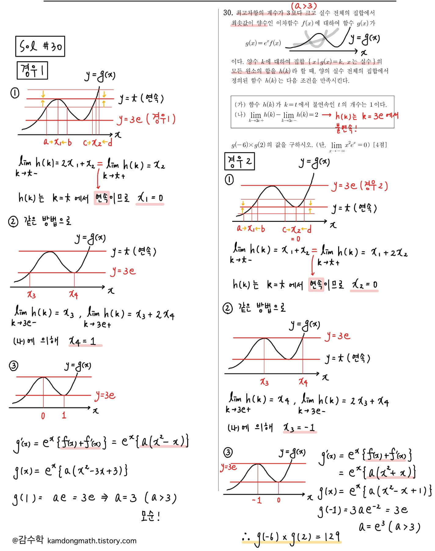 2022-7월-고3-미적분-30번-손글씨풀이