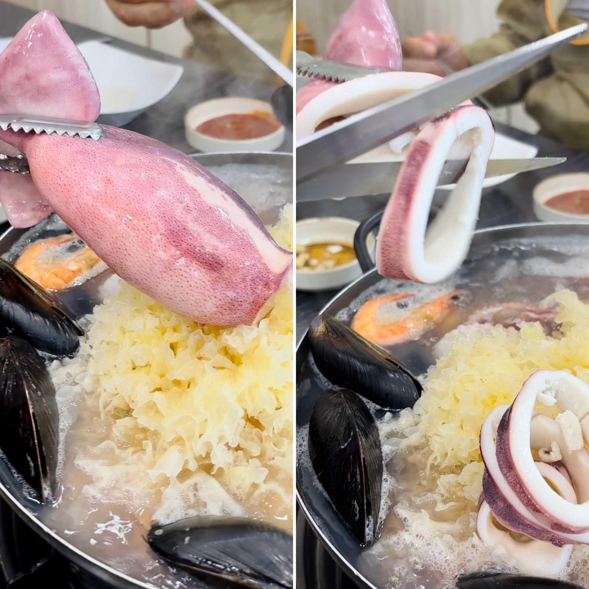 쭈낙해물칼국수 - 맑은해물칼국수 오징어