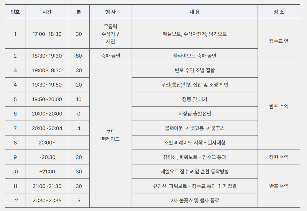 행사 일정표