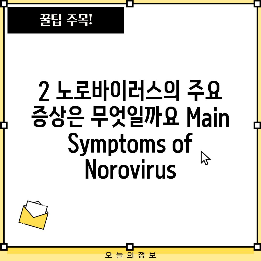 2. 노로바이러스의 주요 증상은 무엇일까요? (Main Symptoms of Norovirus)