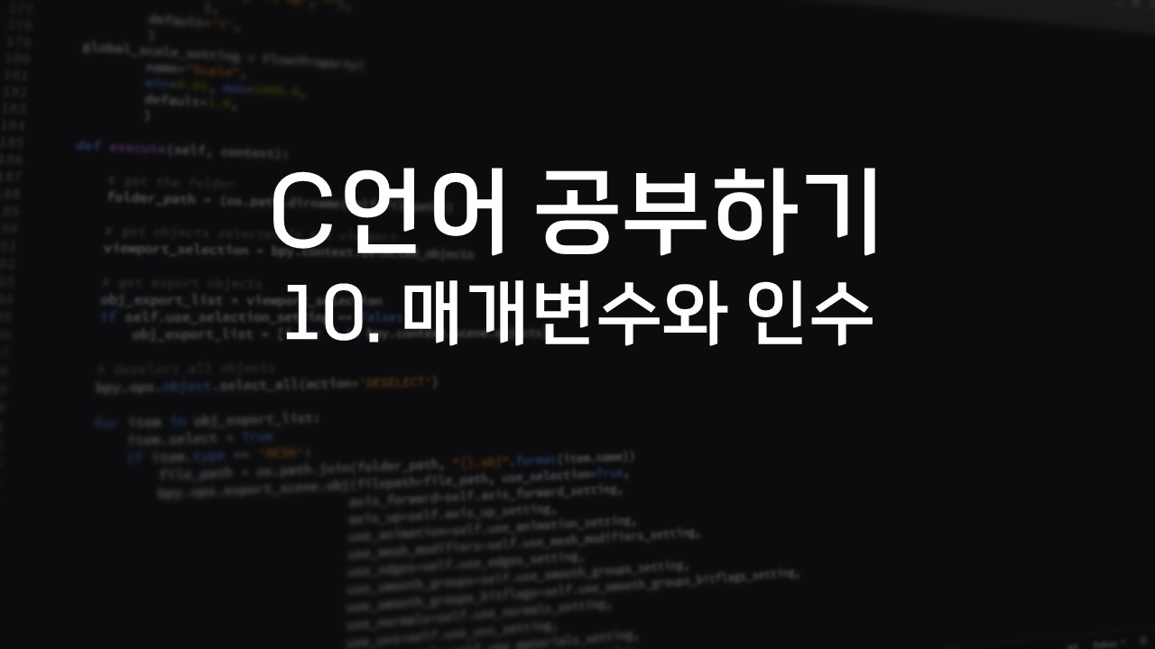  [C언어 공부하기] 10. 매개변수와 인수