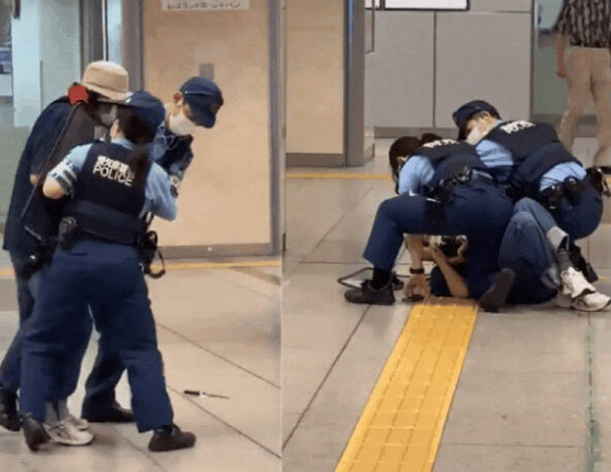 흉기든 범인을 제압하는 일본 여자 경찰