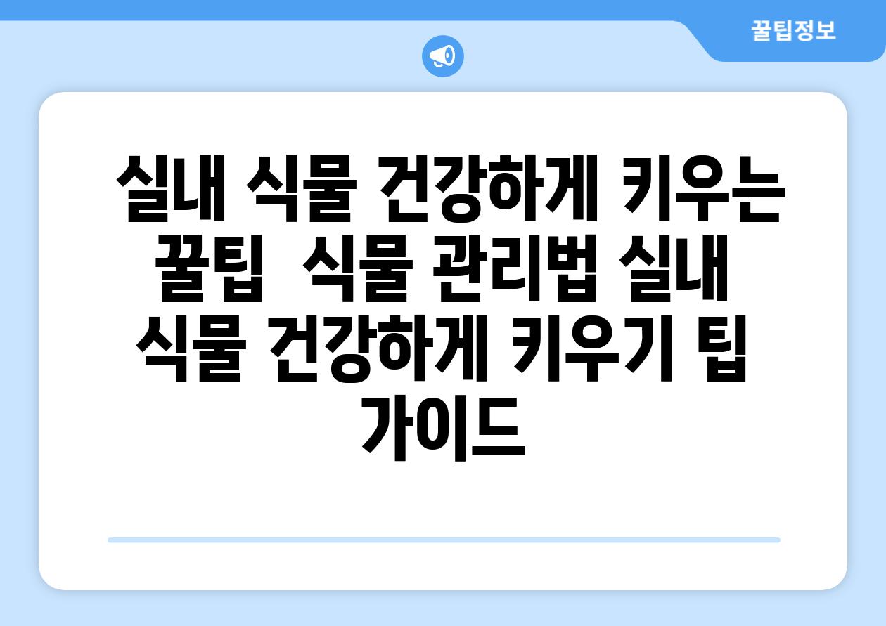 ## 실내 식물, 건강하게 키우는 꿀팁! | 식물 관리법, 실내 식물, 건강하게 키우기, 팁, 가이드