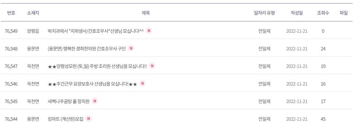 양평 구인구직