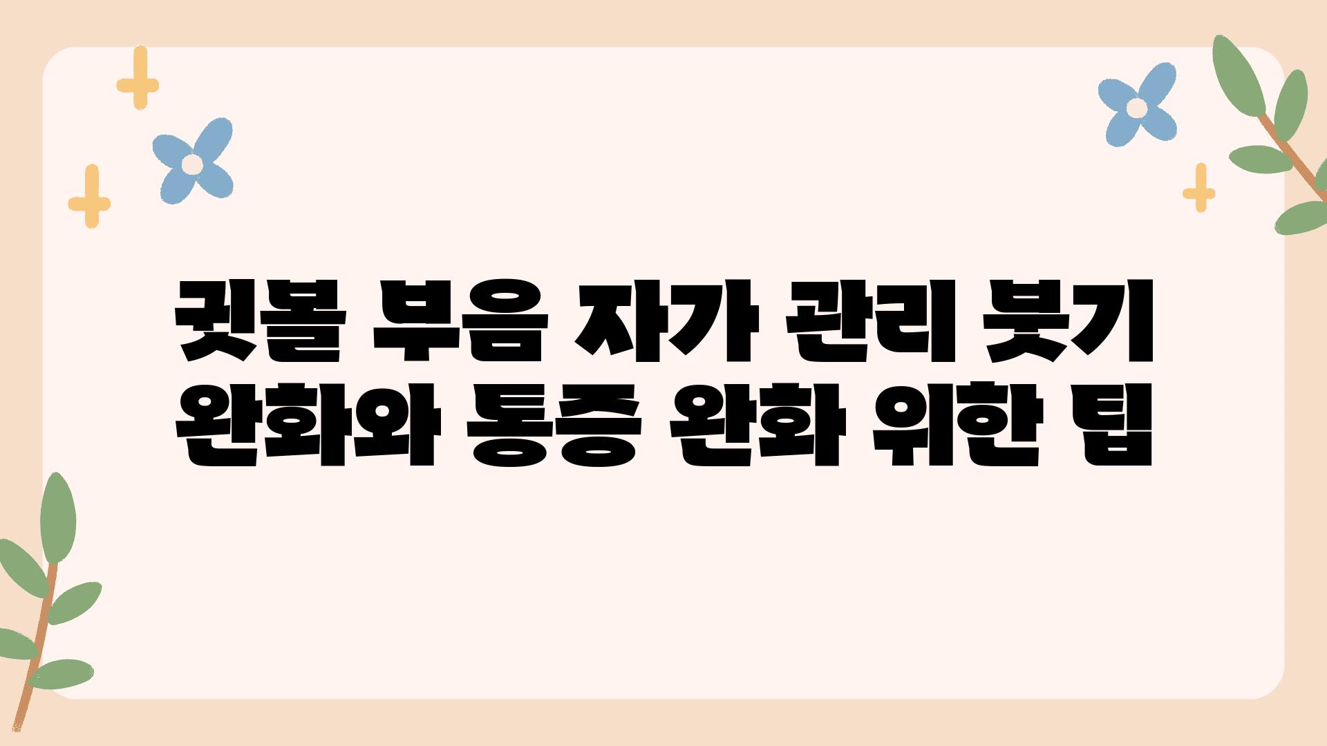 귓볼 부음 자가 관리 붓기 완화와 통증 완화 위한 팁