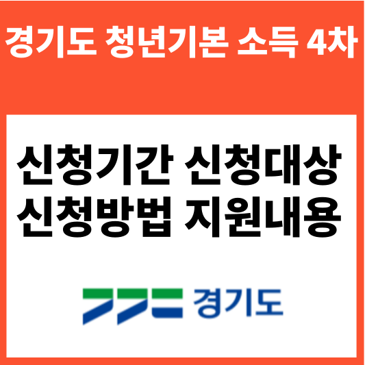 경기도 청년기본 소득 4차 신청대상 신청방법 지원내용