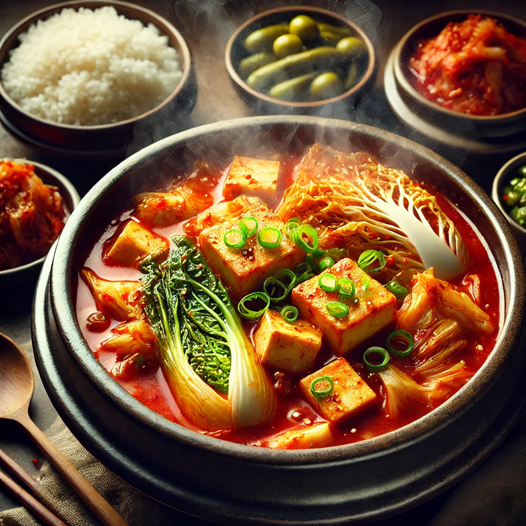 뚝배기에 끓여낸 깊은 맛의 양배추 김치 찌개