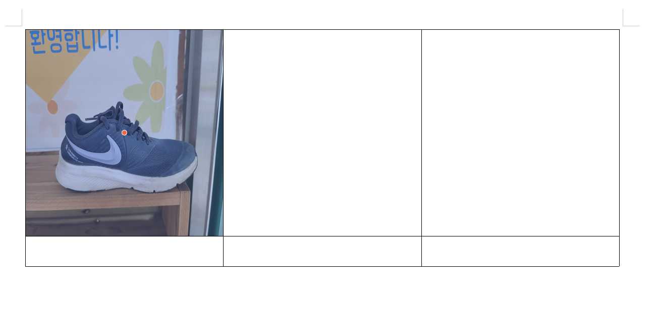 표 안에 사진 넣기가 완성된 모습(표 늘이기)