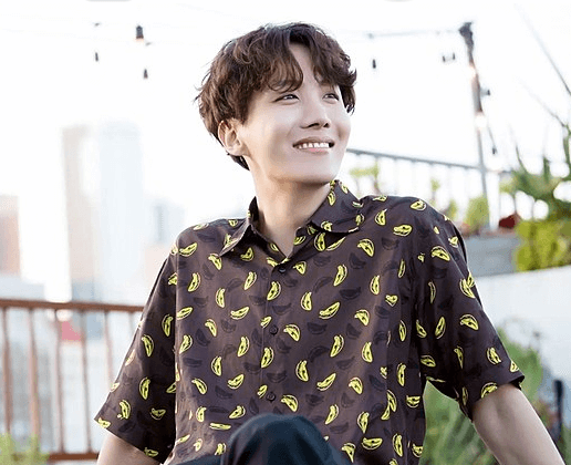 BTS member J-Hope's smile and brown shirt