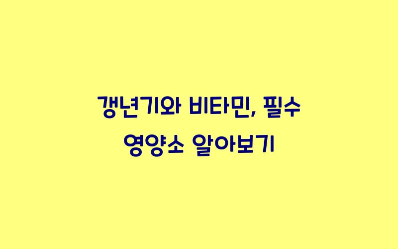 갱년기와 비타민: 필요한 영양소에 대해