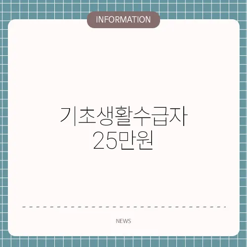 기초생활수급자 25만원