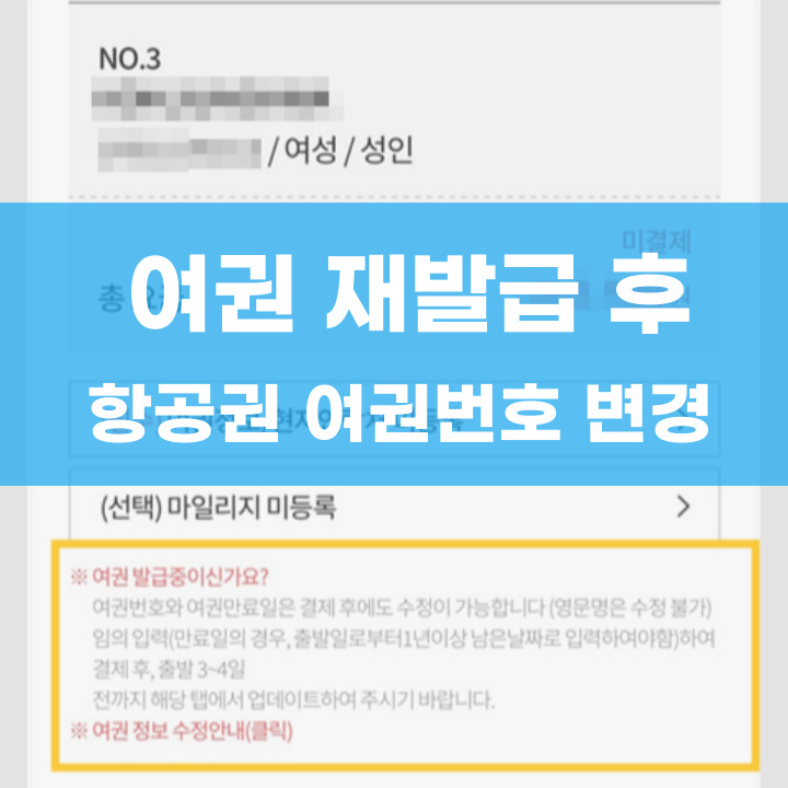 여권 재발급 후 항공권 여권번호 변경 방법에 관한 포스팅 썸네일