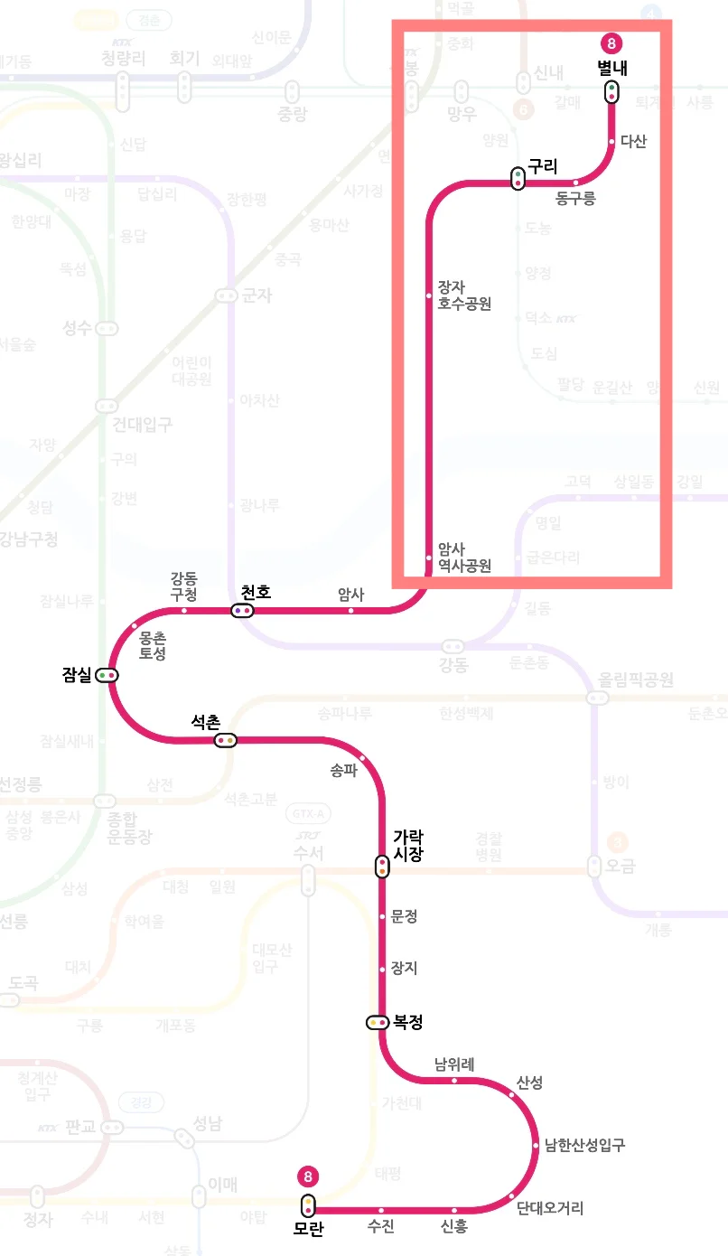 8호선-별내선-노선도