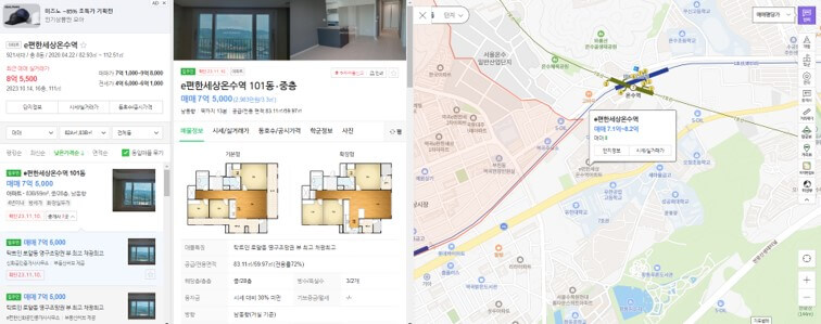 은평구 불광롯데캐슬 24평 마포구 상암월드컵파크2단지 25평 시세 비교