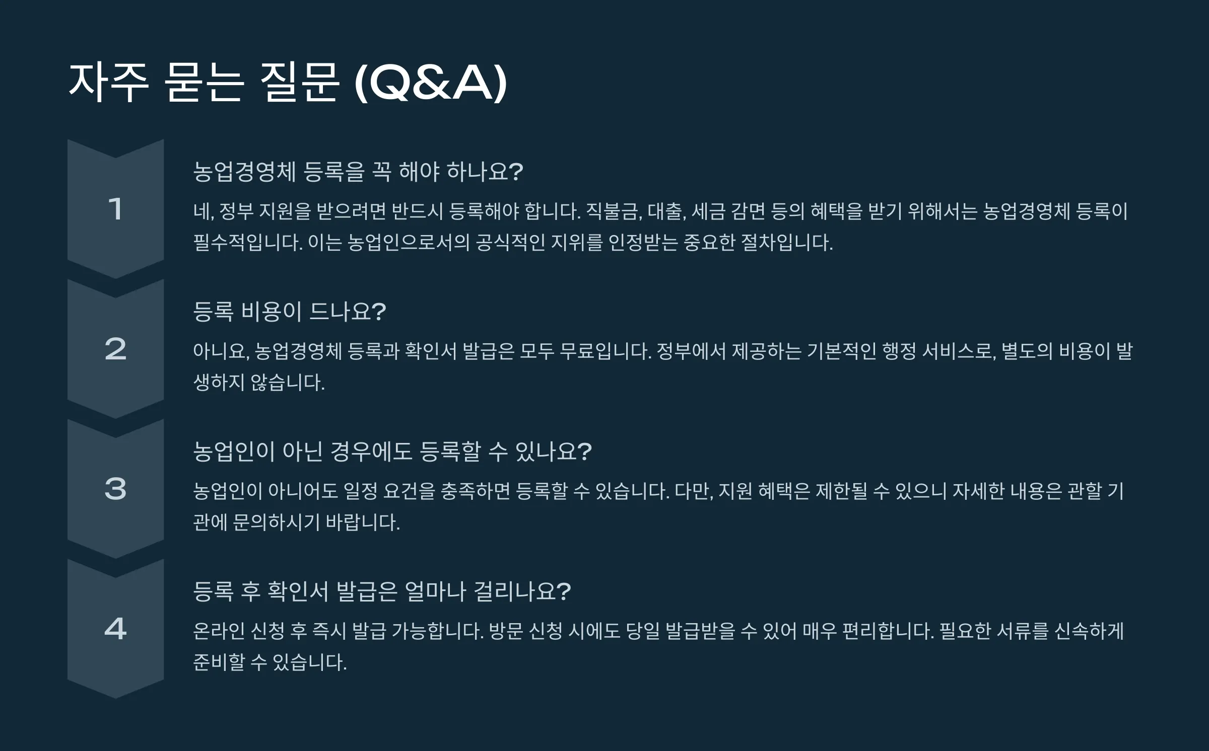 농업경영체등록 조건 및 확인서 발급 방법