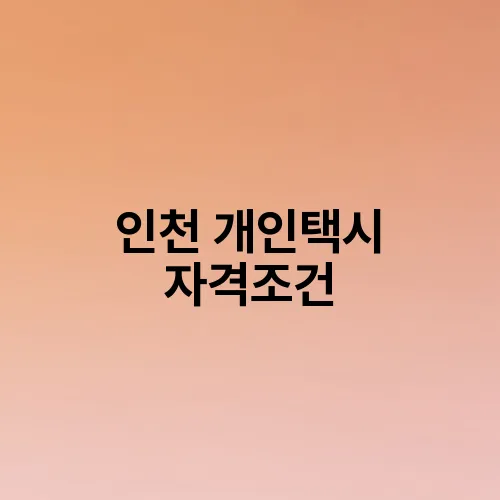 인천 개인택시 자격조건
