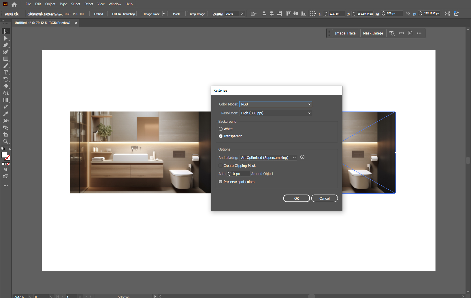 일러스트에서 컬러 팔레트 만들기_파일 래스터화하기2
