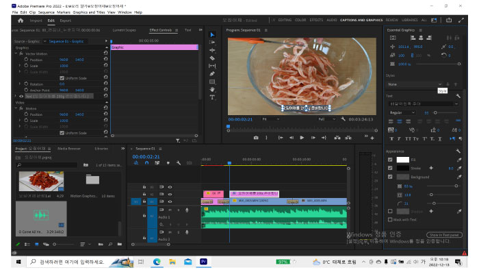 원래의 프리미어프로 패널들