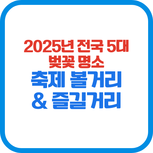 2025년 전국 5대 벚꽃 명소 축제 볼거리 &amp; 즐길 거리