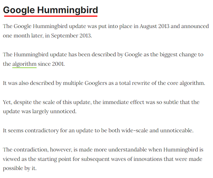 구글 허밍버드 알고리즘이란 이미지