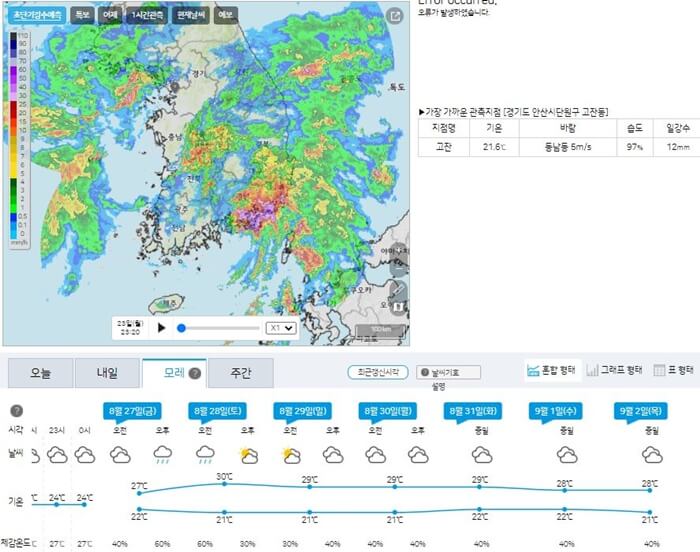 기상청 제12호 태풍 오마이스 주간 일기 예보