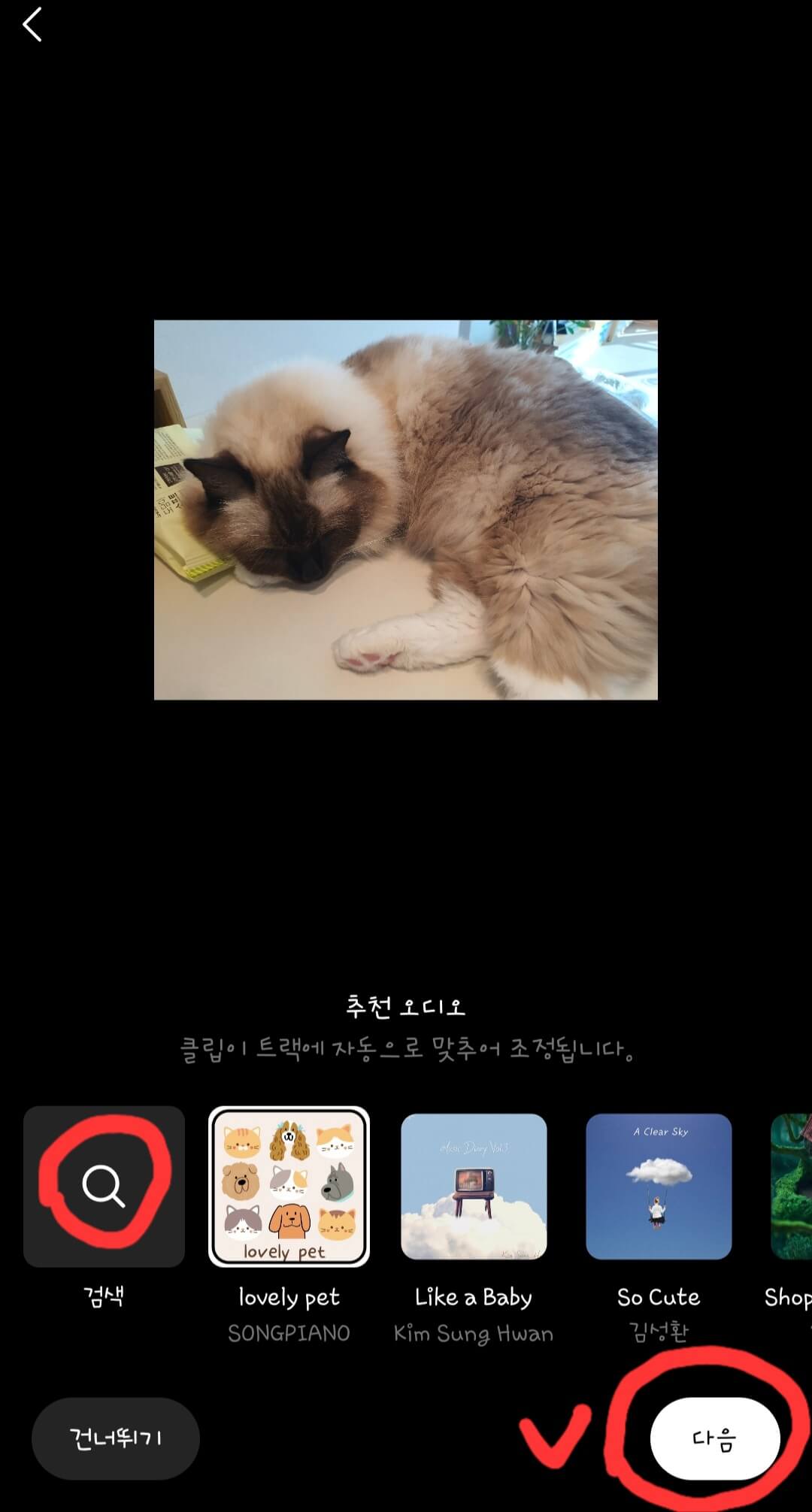 릴스-음악-선택-화면