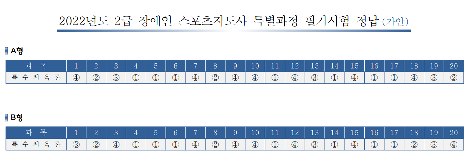 장애인 스포츠 지도사 가답안