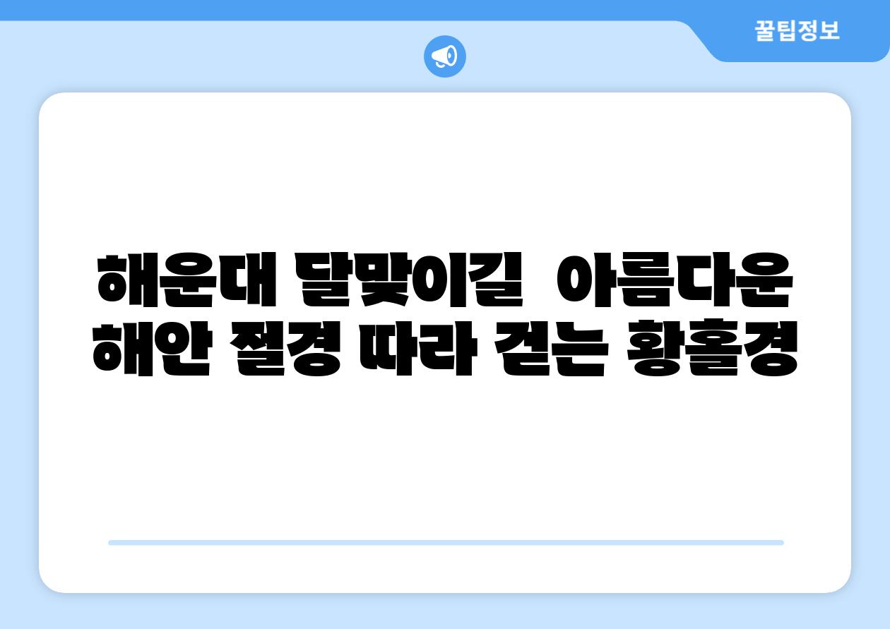 해운대 달맞이길 아름다운 해안 절경 따라 걷는 황홀경