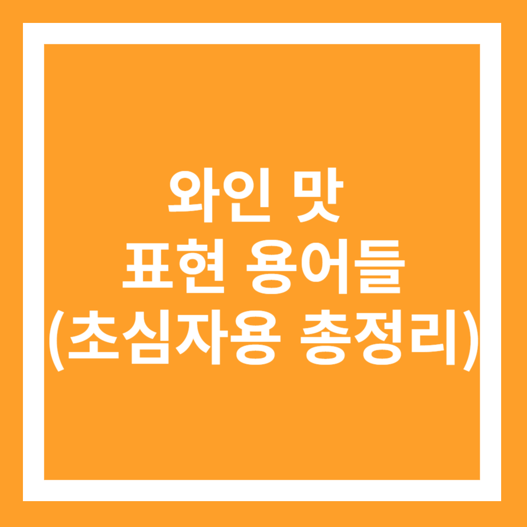  와인 테이스팅 용어 Wine testing terms [초심자 용]