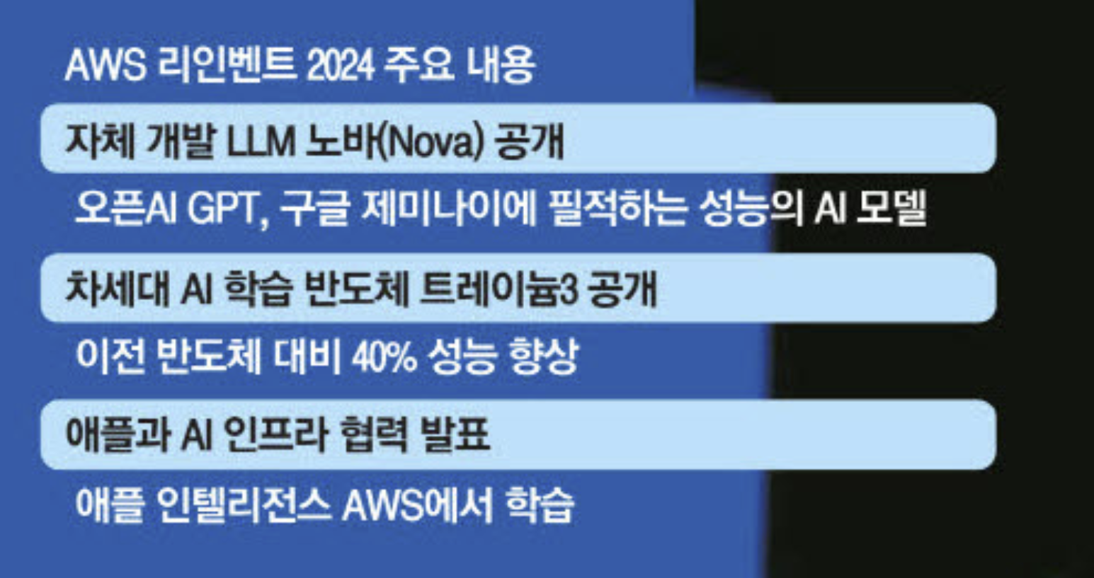 아마존 AI모델 '노바', 차세대 반도체 '트레이늄3' (출처 : 매일경제)