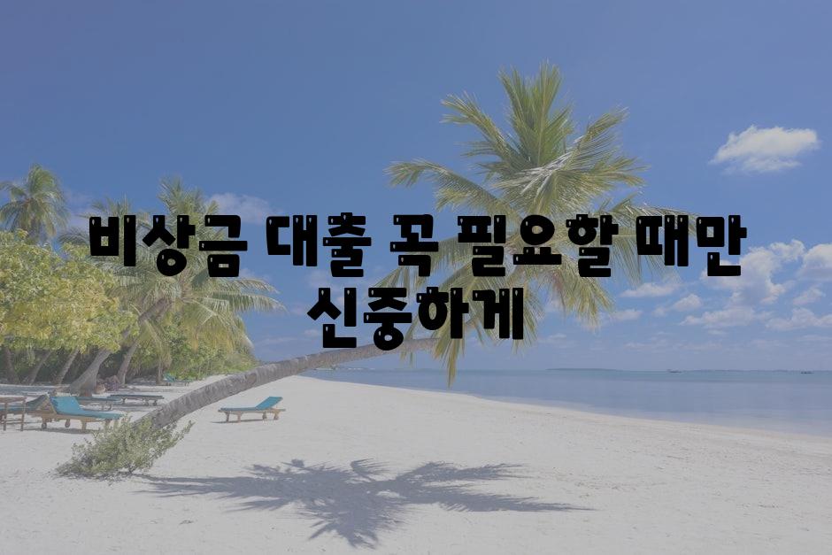 비상금 대출 꼭 필요할 때만 신중하게