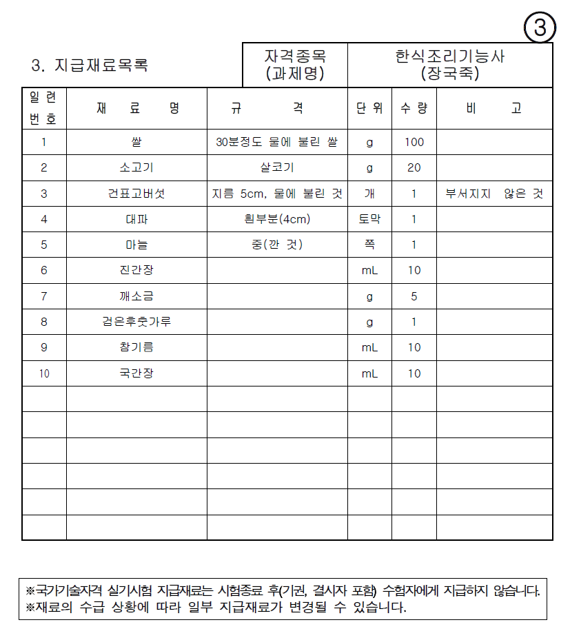 한식조리기능사 장국죽