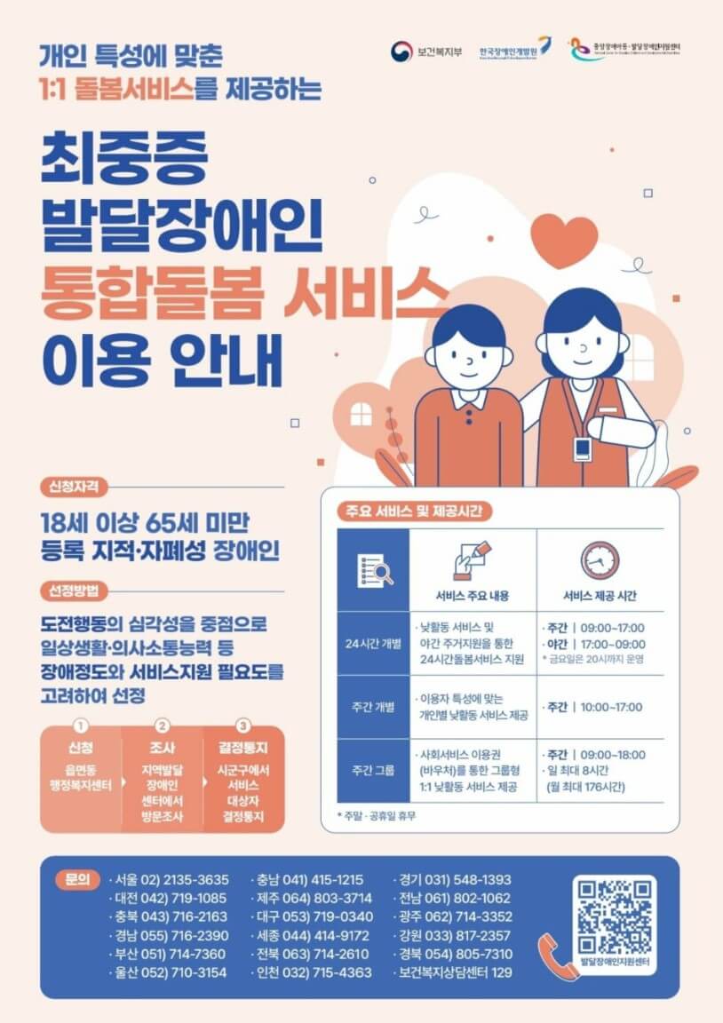 2024 중증 발당장애인 통합돌봄서비스(대상 모집 혜택 신청방법)