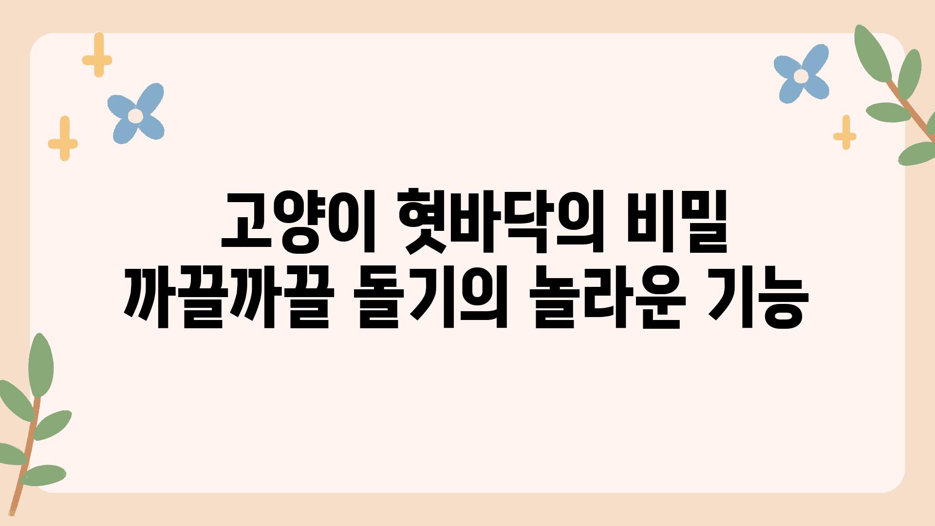  고양이 혓바닥의 비밀 까끌까끌 돌기의 놀라운 기능