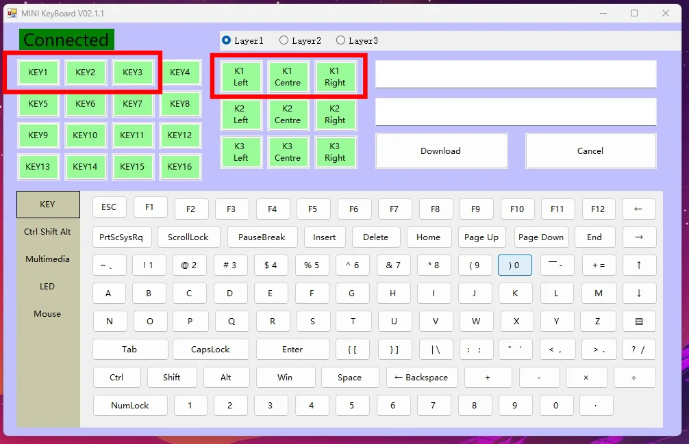매크로키보드의-사용법을-설명하는-사진이며-3key-keyboard-프로그램을-실행시킨-화면