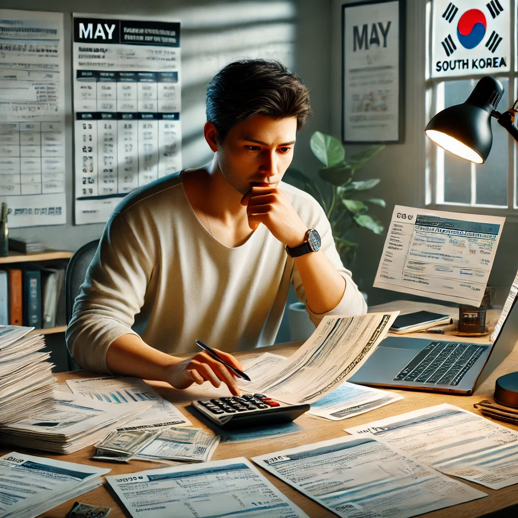 종합소득세 신고를 준비하는 프리랜서의 책상 풍경