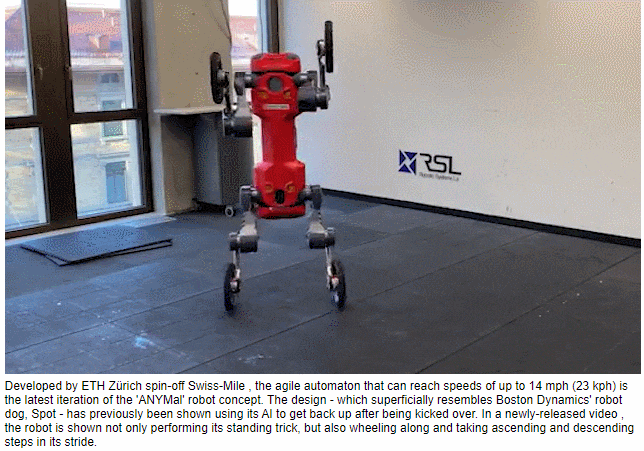 Incredible four-wheeled robot can drive at speeds