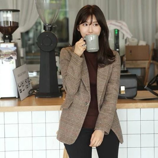 여자체크자켓 가을 겨울용