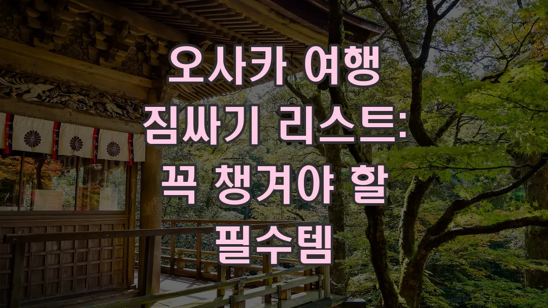 오사카 여행 짐싸기 리스트: 꼭 챙겨야 할 필수템