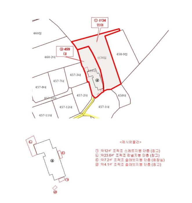 창원지방법원2022타경108158 지적 및 건물개황도