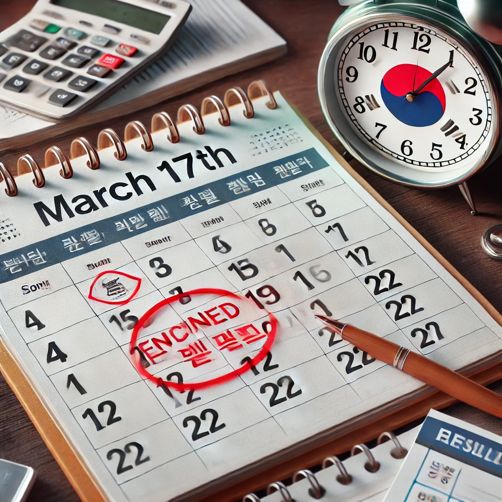 근로장려금 신청 마감일 3월 17일이 표시된 한국어 달력