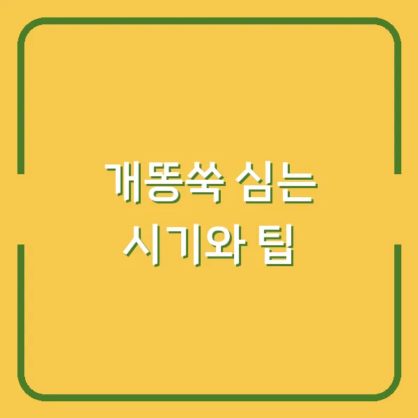 개똥쑥 심는 시기와 팁