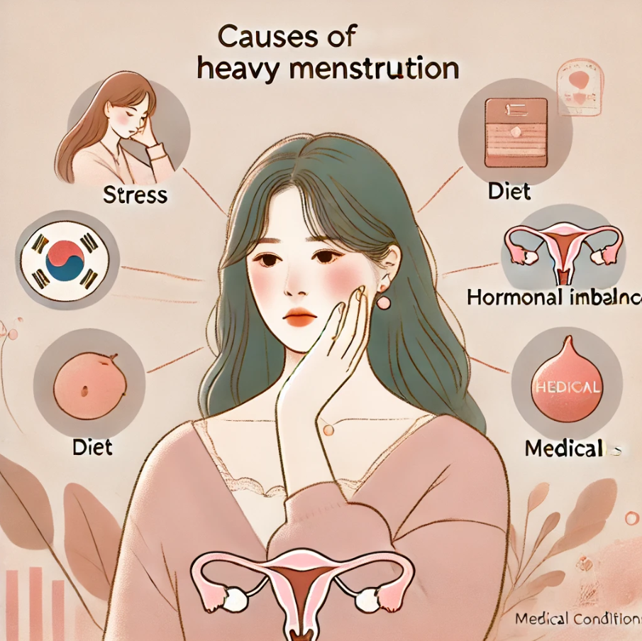 생리로 걱정하는 여성