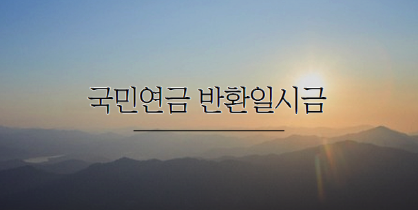  국민연금 반환일시금 살펴보기