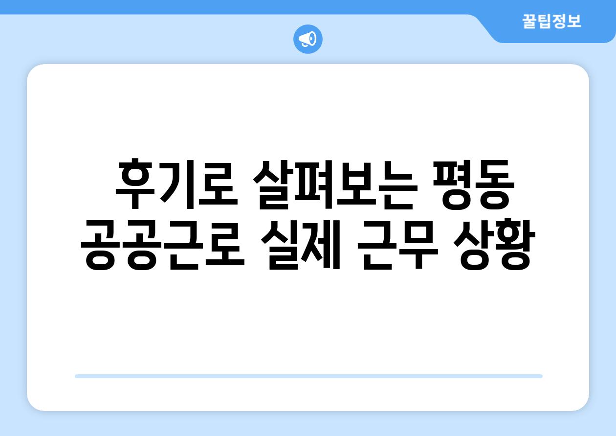 - 후기로 살펴보는 평동 공공근로 실제 근무 상황